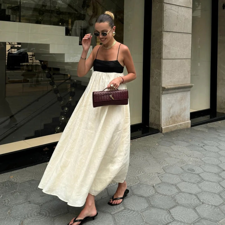 Fashion Contrasting Color Maxi Dress