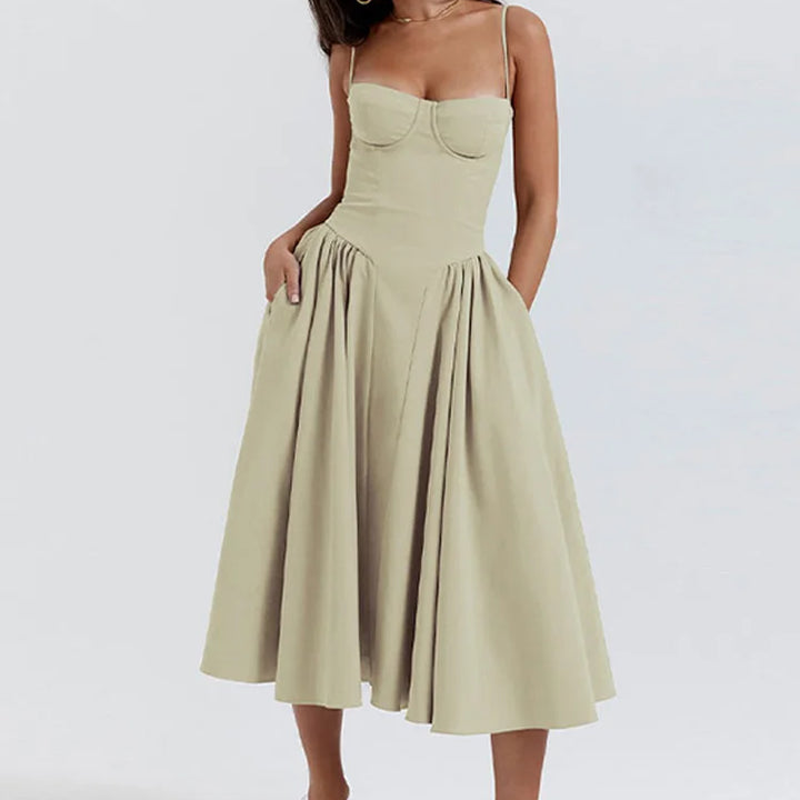 2024 Sexy Pleated Hem Sling Dress