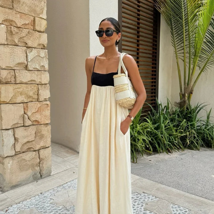 Fashion Contrasting Color Maxi Dress