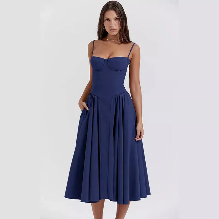 2024 Sexy Pleated Hem Sling Dress