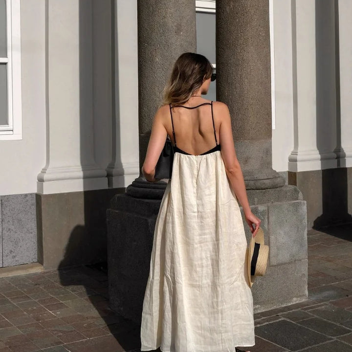 Fashion Contrasting Color Maxi Dress