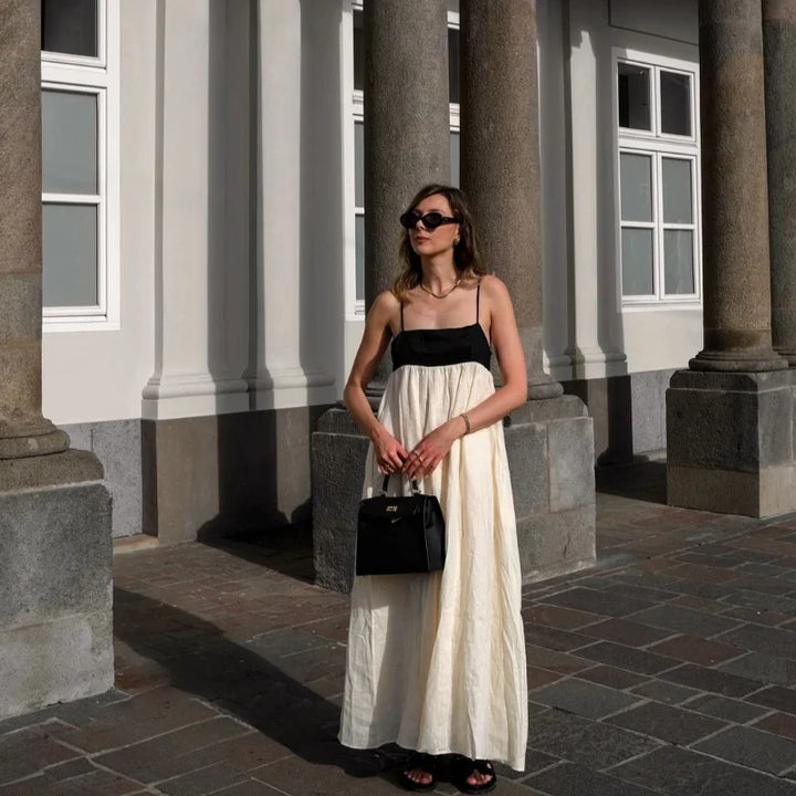 Fashion Contrasting Color Maxi Dress