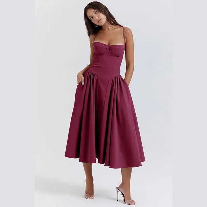 2024 Sexy Pleated Hem Sling Dress