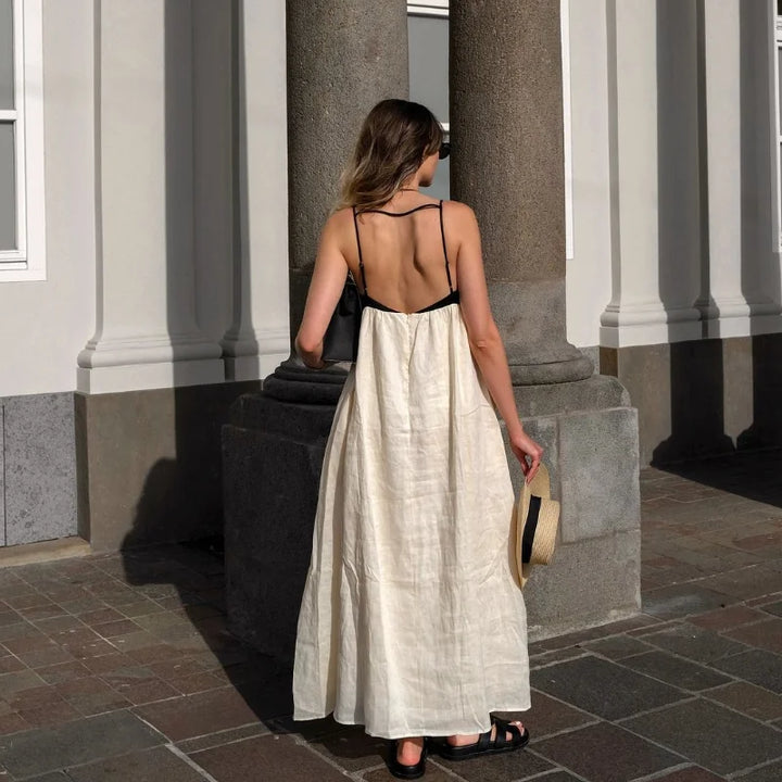 Fashion Contrasting Color Maxi Dress