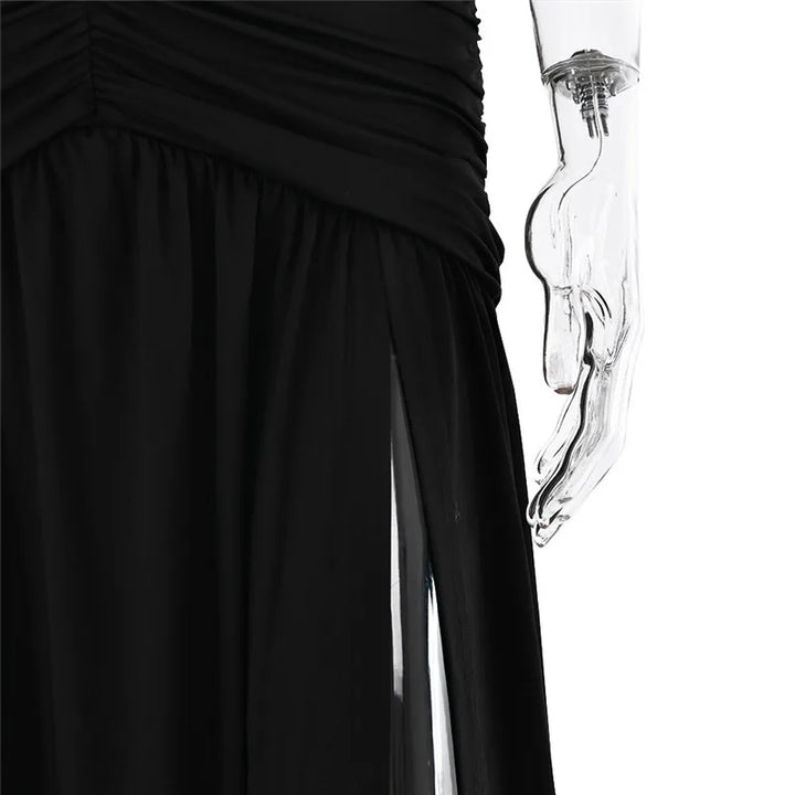 Zenit Halter Deep V-Neck Backless Maxi Dress