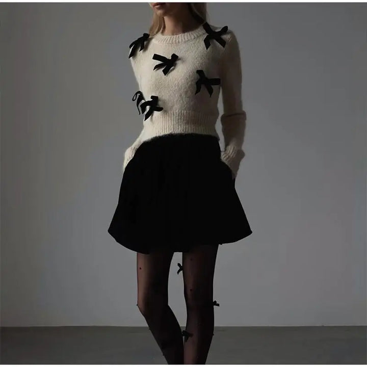 Zenit 3D Bow Round Neck Sweater