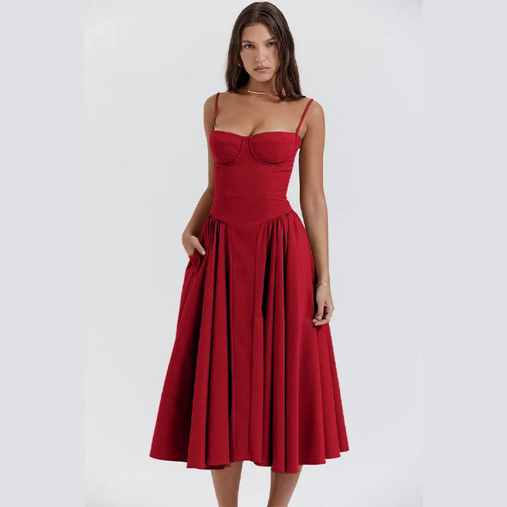 2024 Sexy Pleated Hem Sling Dress