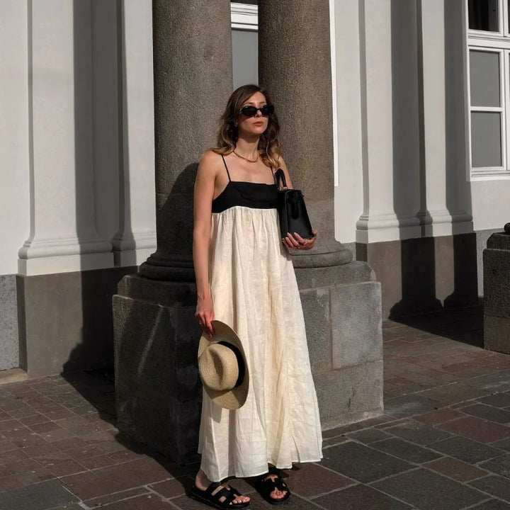 Fashion Contrasting Color Maxi Dress